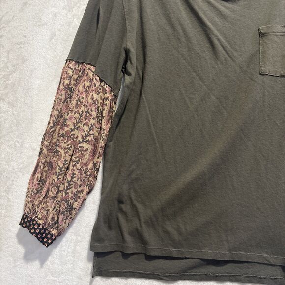 We The Free People Jade Floral Print Long Sleeve Top Olive Green Women's Size XS - Picture 3 of 13